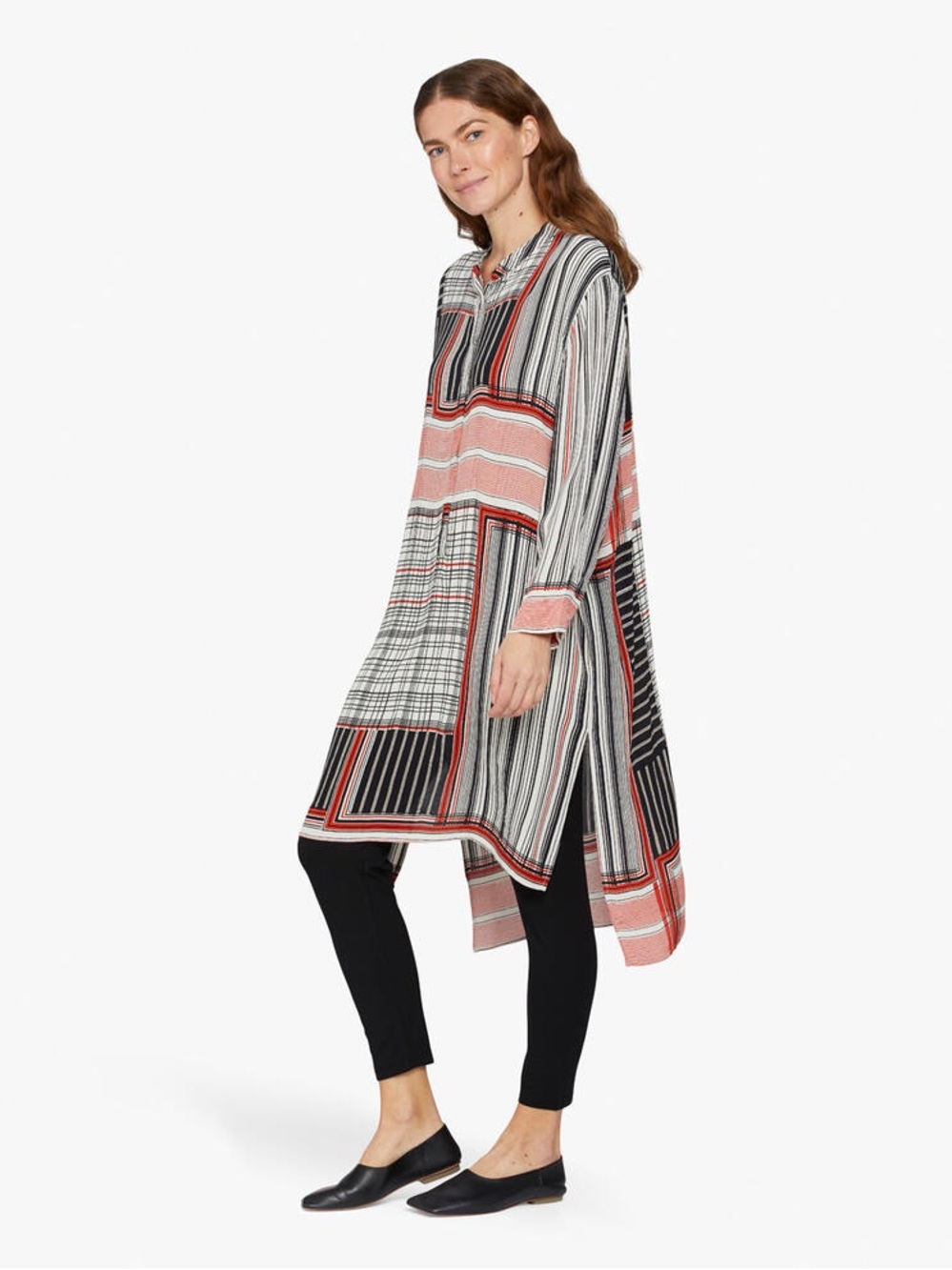 MASAI Copenhagen Size XL Nolena Mixed Stripe Shirt Dress Valient Poppy